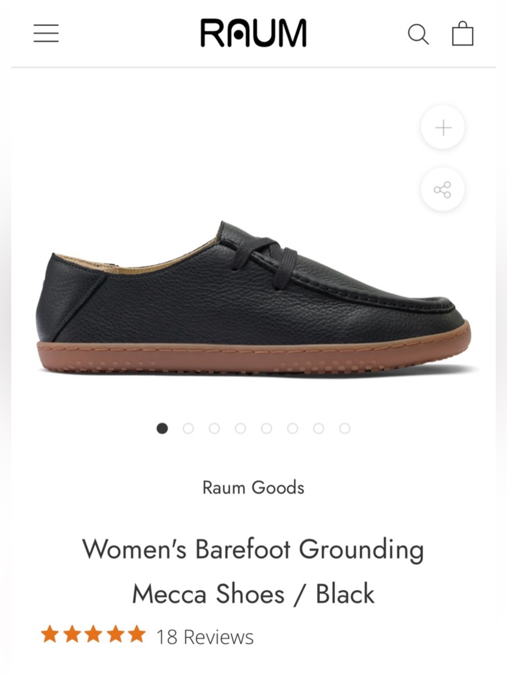 New Raum Goods Women's Barefoot Grounding Mecca Shoes / Black
US Size 6